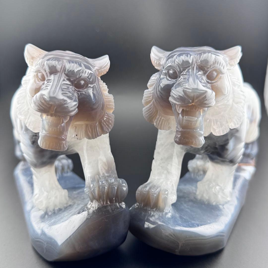 T-21トレージャ瑪瑙「虎」夫婦ペア　天然石　ジォードめのう　クリスタル3kg