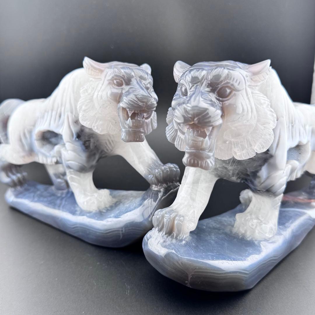 T-21トレージャ瑪瑙「虎」夫婦ペア　天然石　ジォードめのう　クリスタル3kg