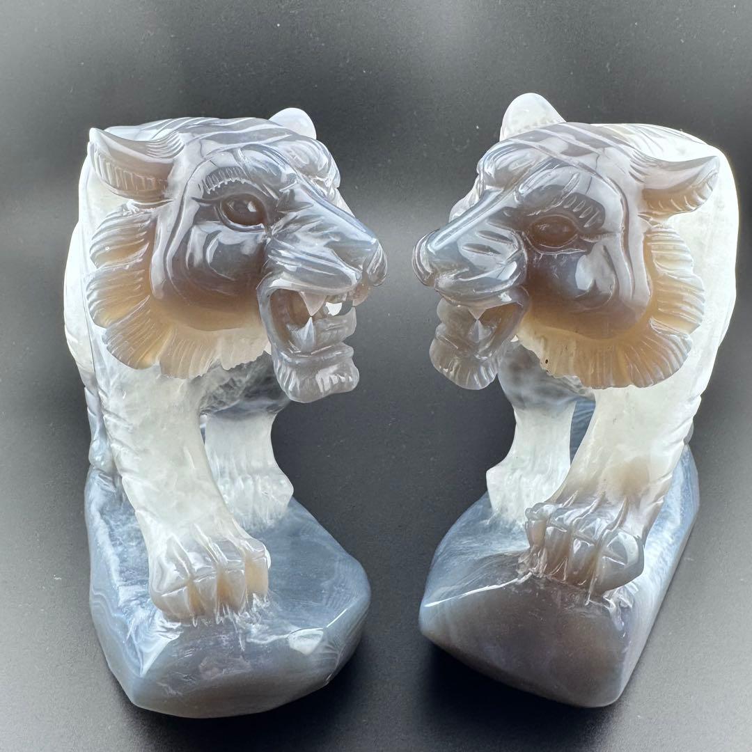 T-21トレージャ瑪瑙「虎」夫婦ペア　天然石　ジォードめのう　クリスタル3kg