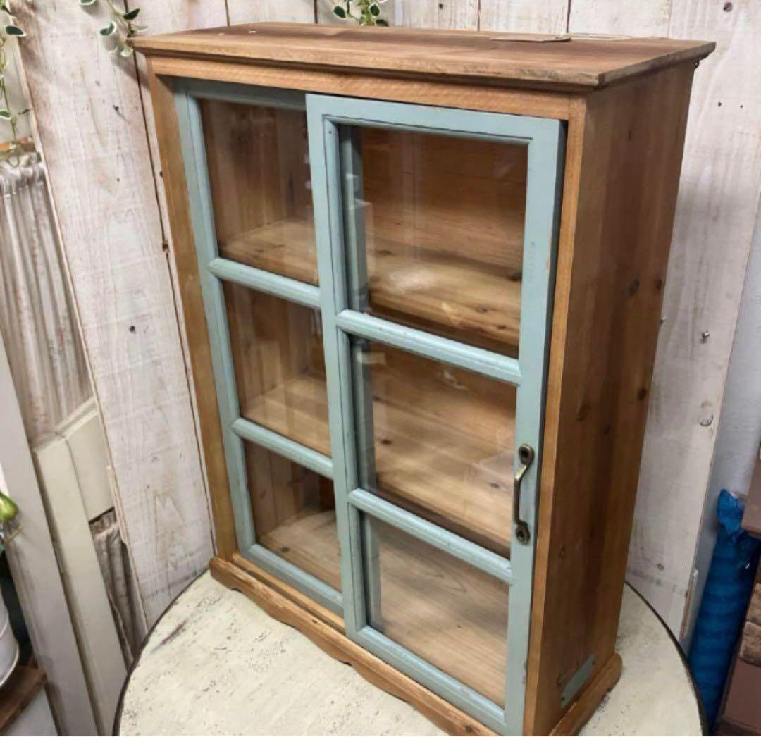 【再入荷分ラスト】グランシュマン 木製ガラス扉 収納キャビネット 引き戸シェルフ