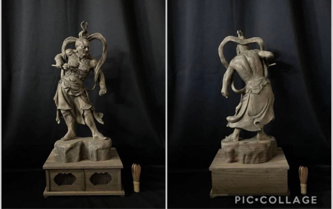 特大72cm 井波彫刻　楠材　木彫仏像　仏師手仕上げ品　仁王像　金剛力士像一式