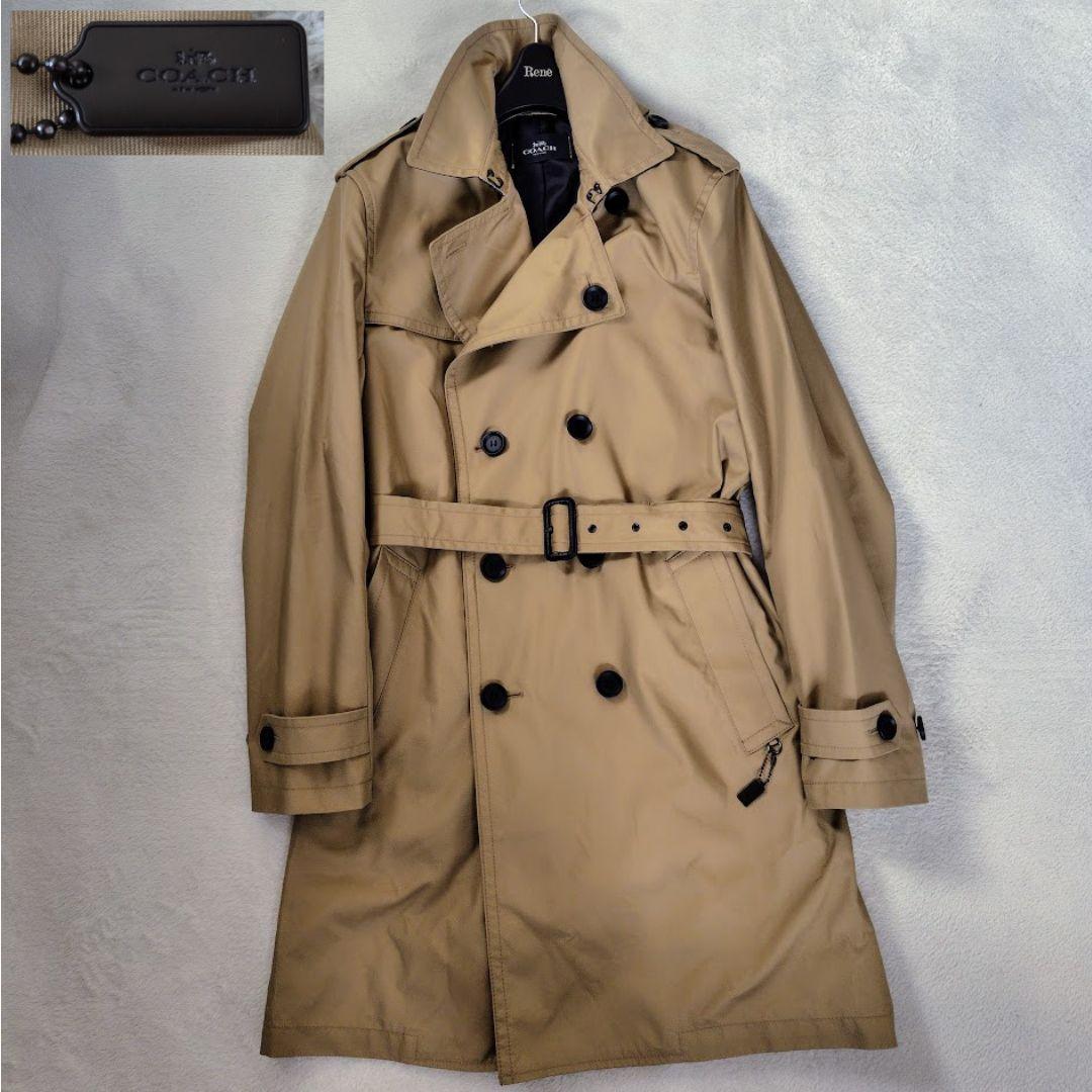 未使用に近い　コーチ　トレンチコート　チャーム付き　ラムレザー　F33778