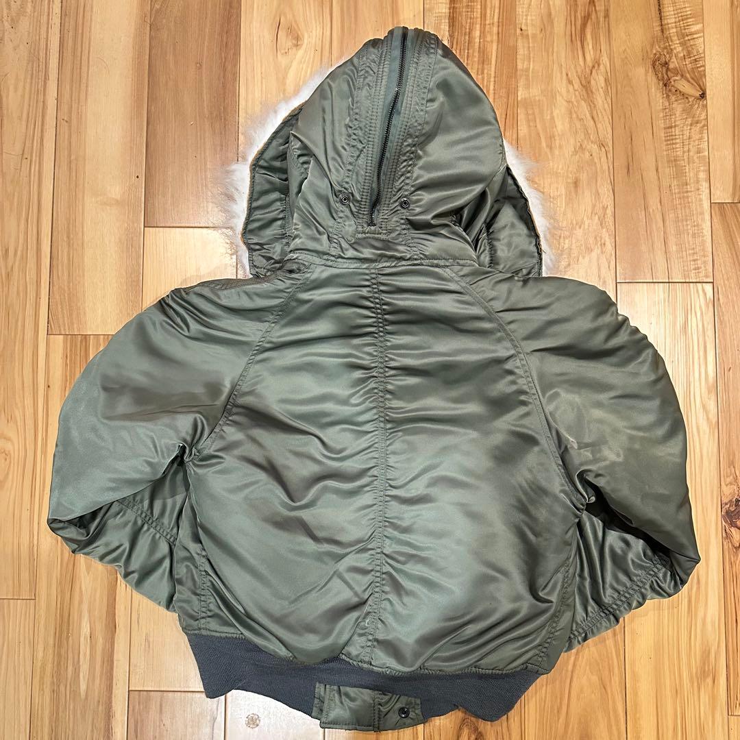 美品 米軍実物 80s ALPHA社製 N-2B フライトジャケット S セージ