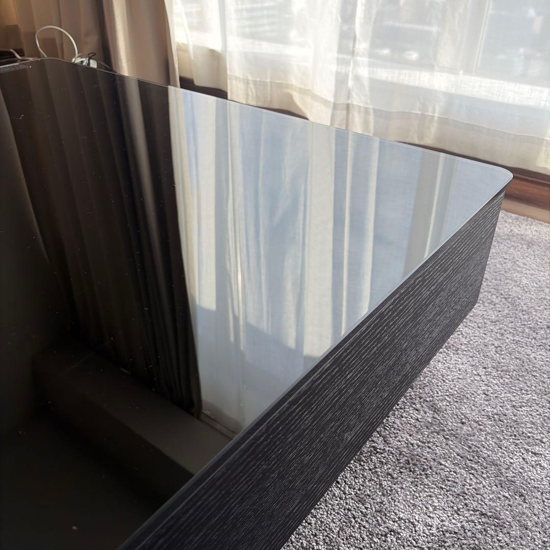 【美品】ARMONIA paora1000収納付きガラステーブル　定価8万円