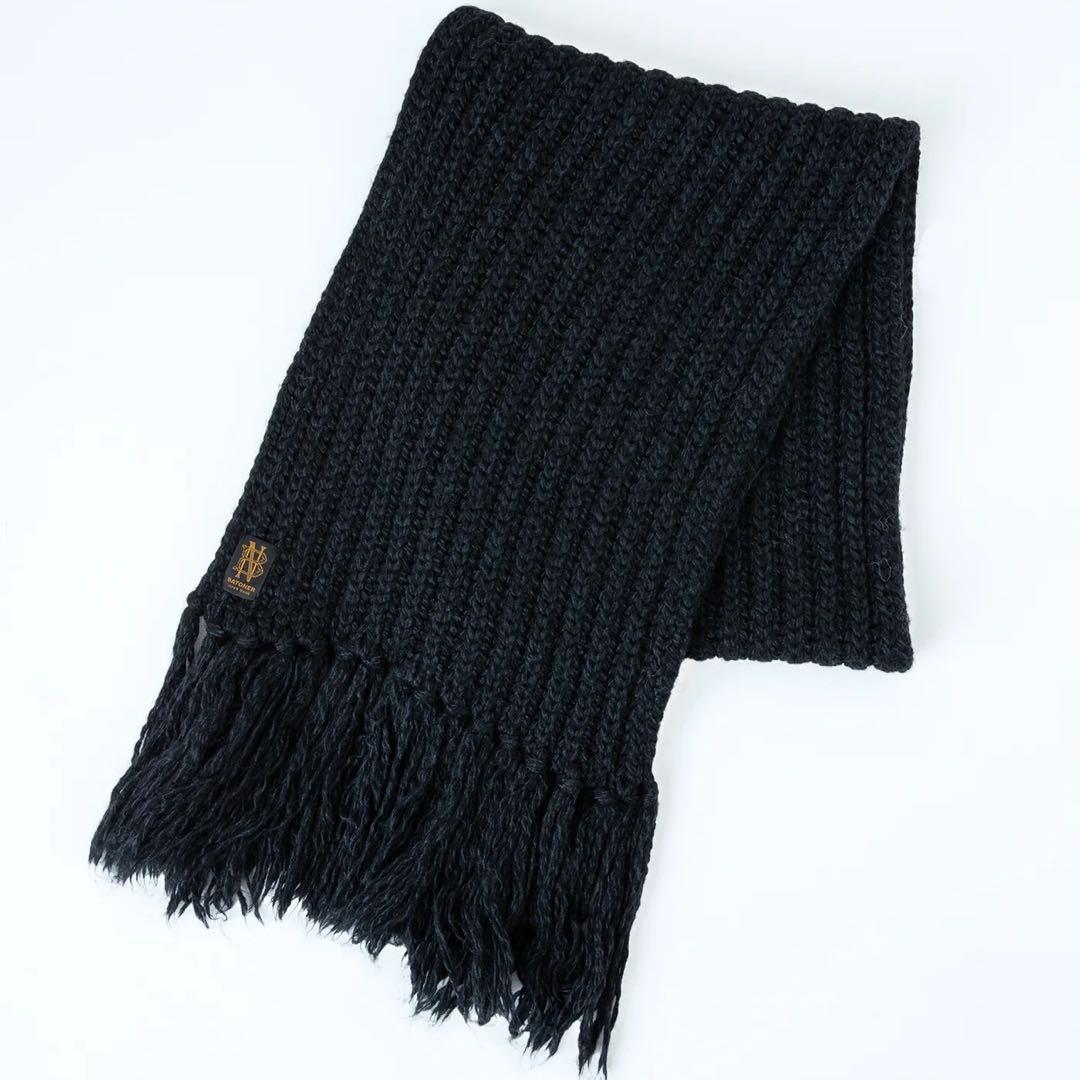 【美品】BATONER バトナー フリンジビッグマフラー ブラック