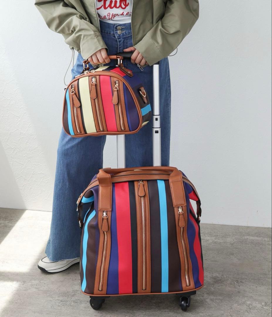 【新品】Three Four Time 4輪マルチストライプ柄親子キャリー