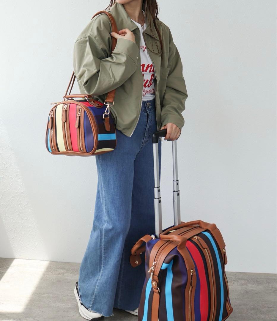 【新品】Three Four Time 4輪マルチストライプ柄親子キャリー