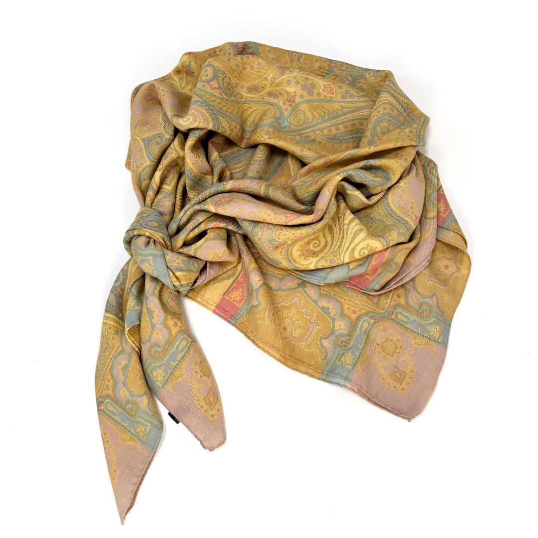 ETRO エトロ ペイズリー柄 ウール＆シルク 大判ショール　ストール　美品