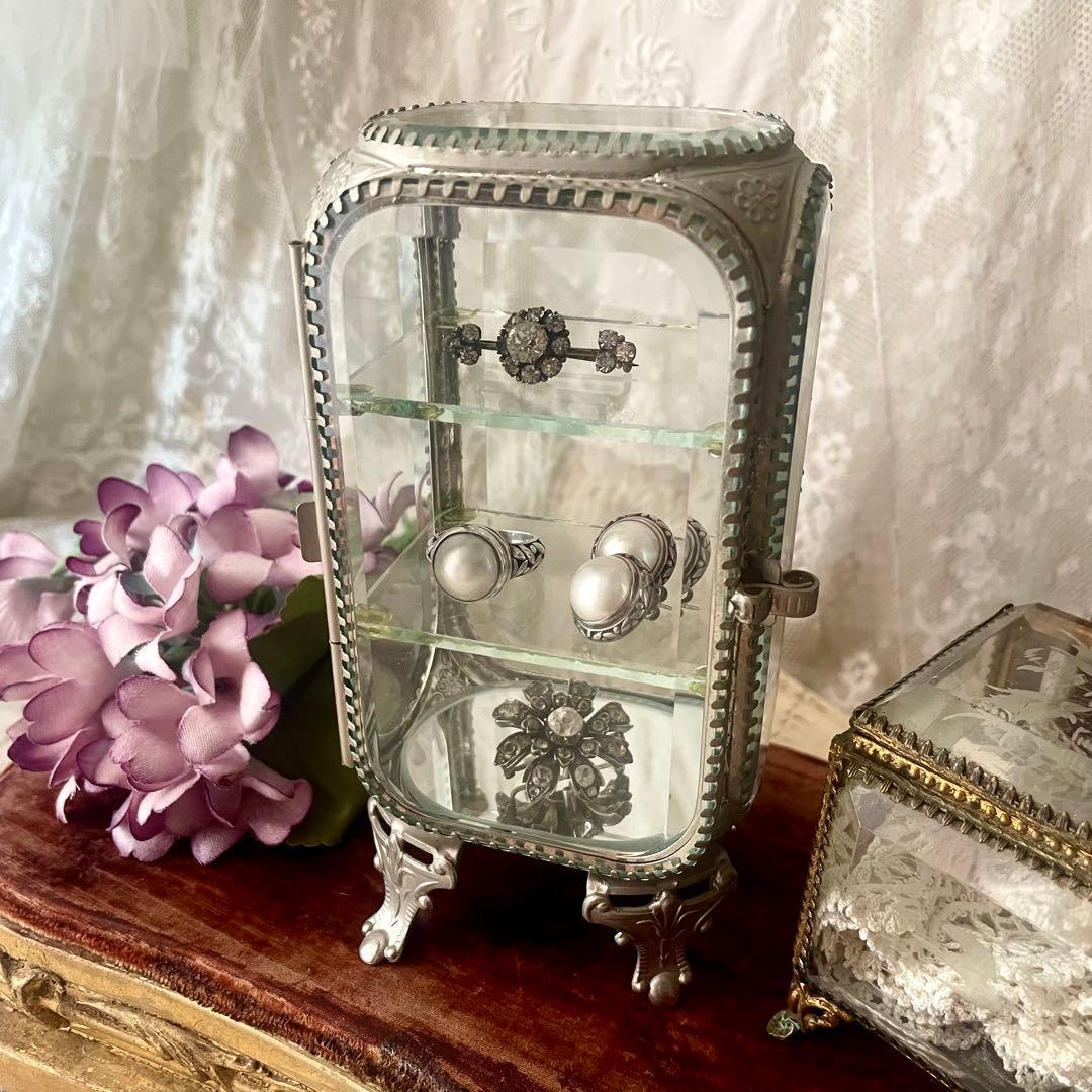 ガラスジュエリーケース　現行品　検フランスアンティーク　アクセサリーボックス