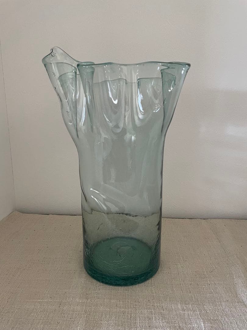 ヴィンテージ　奥原硝子　ラムネ特大花器
