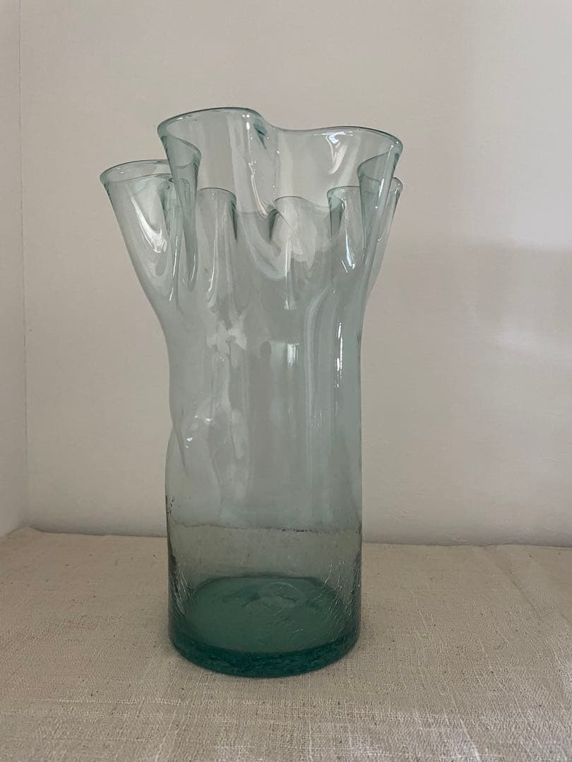 ヴィンテージ　奥原硝子　ラムネ特大花器