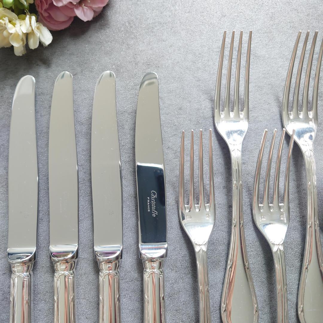 美品 クリストフル リュバン デザートサイズ ナイフ フォーク スプーン 12点
