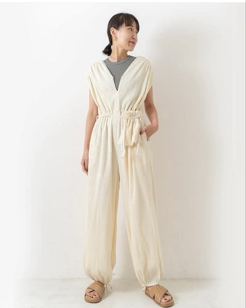 ✨未使用品✨ Sara mallika オールインワン ラメストライプ エクリュ