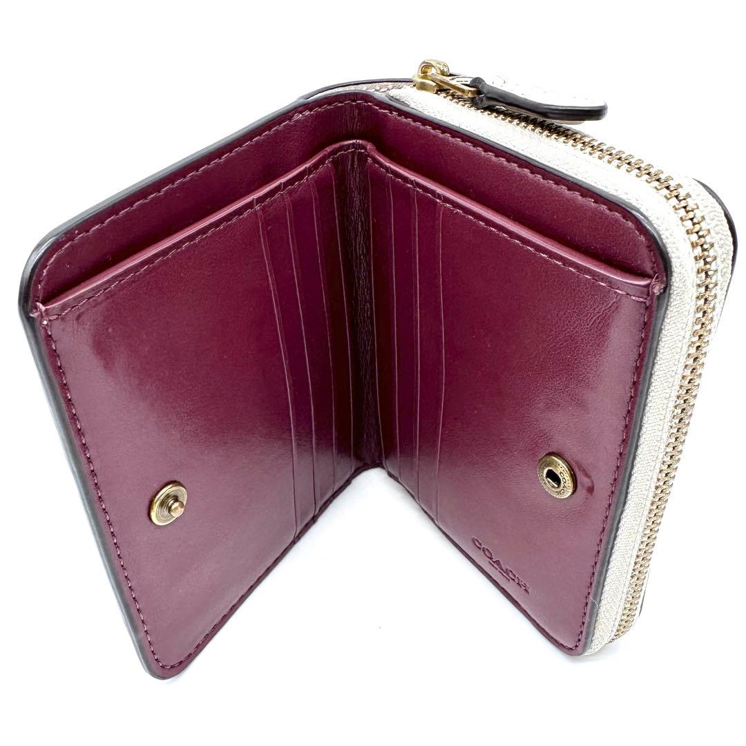 美品✨COACH コーチ 二つ折り財布 レザー てんとう虫 フローラル 日本限定