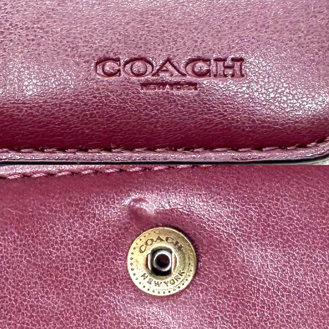 美品✨COACH コーチ 二つ折り財布 レザー てんとう虫 フローラル 日本限定