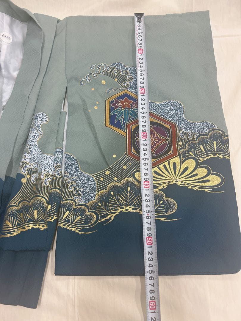 七五三:7歳の男の子用3点セット着物羽織常備メントグリーンのグラデーション