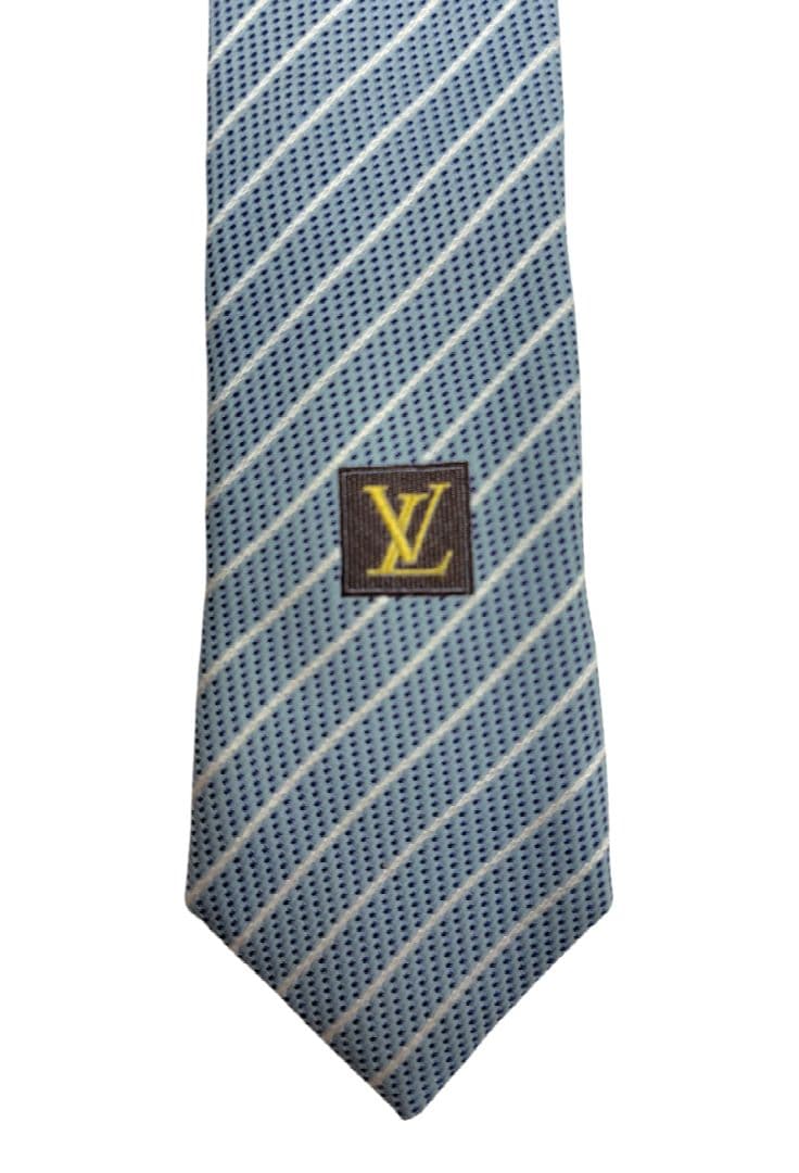 【LOUISVUITTON】美品　レジメンタル　ネクタイ　メンズ　スカイブルー