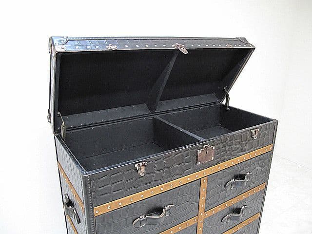 【展示品】英国　HALO 高級クロコ型押し牛革張りキャビネット