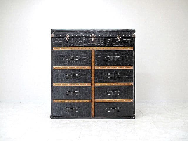 【展示品】英国　HALO 高級クロコ型押し牛革張りキャビネット