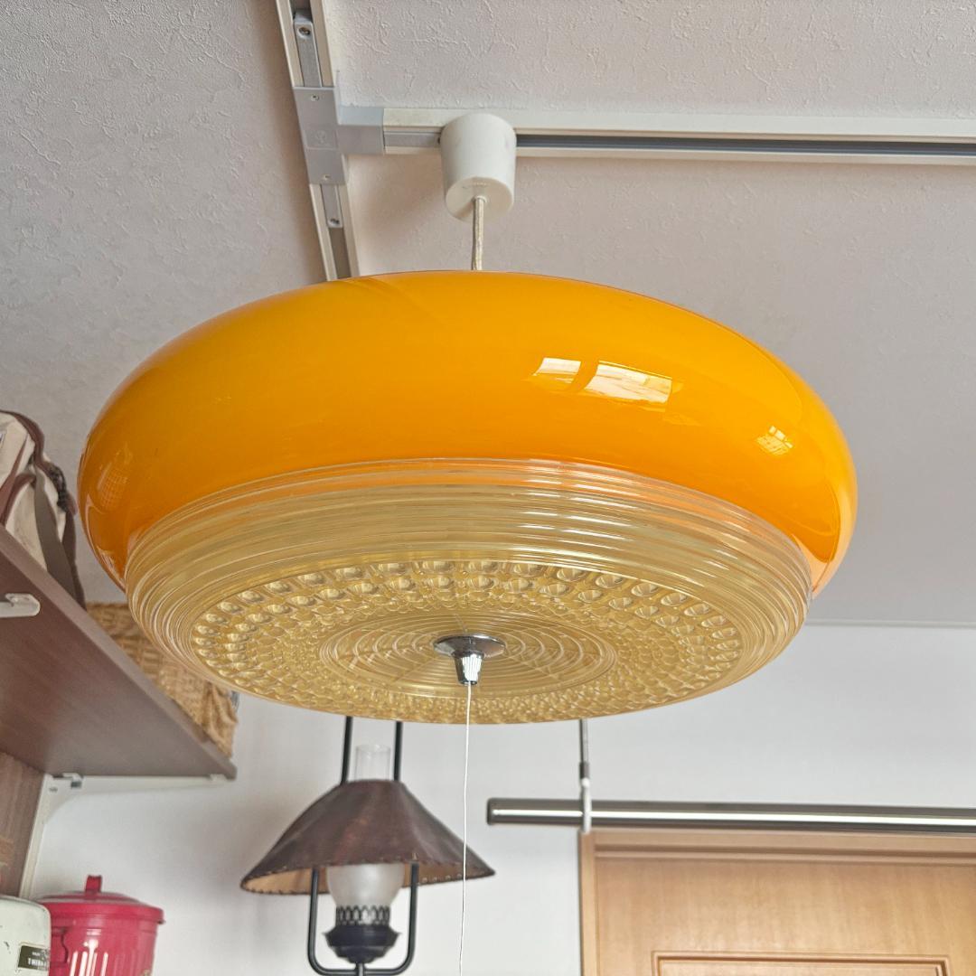 レトロ ポップ 昭和 松下電工 ナショナル 照明器具 ペンダントライト イエロー