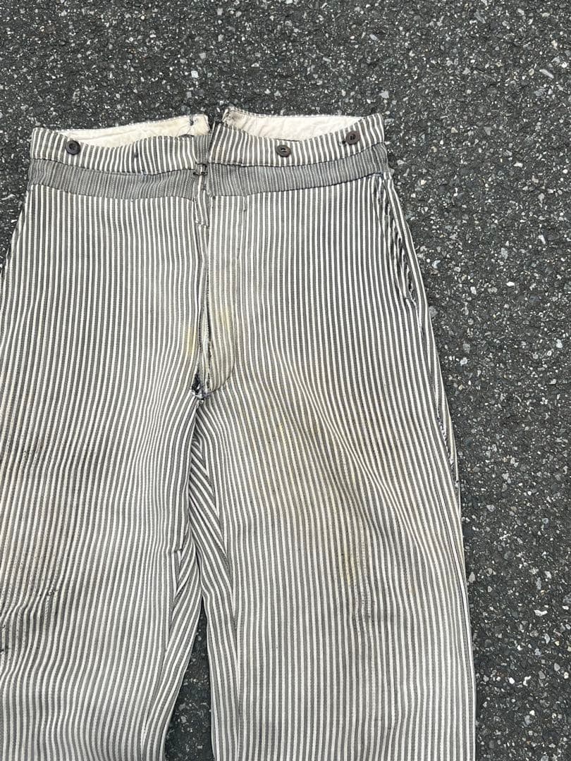 30s-50s ユーロヴィンテージ フレンチ コットンピケパンツ ストライプ