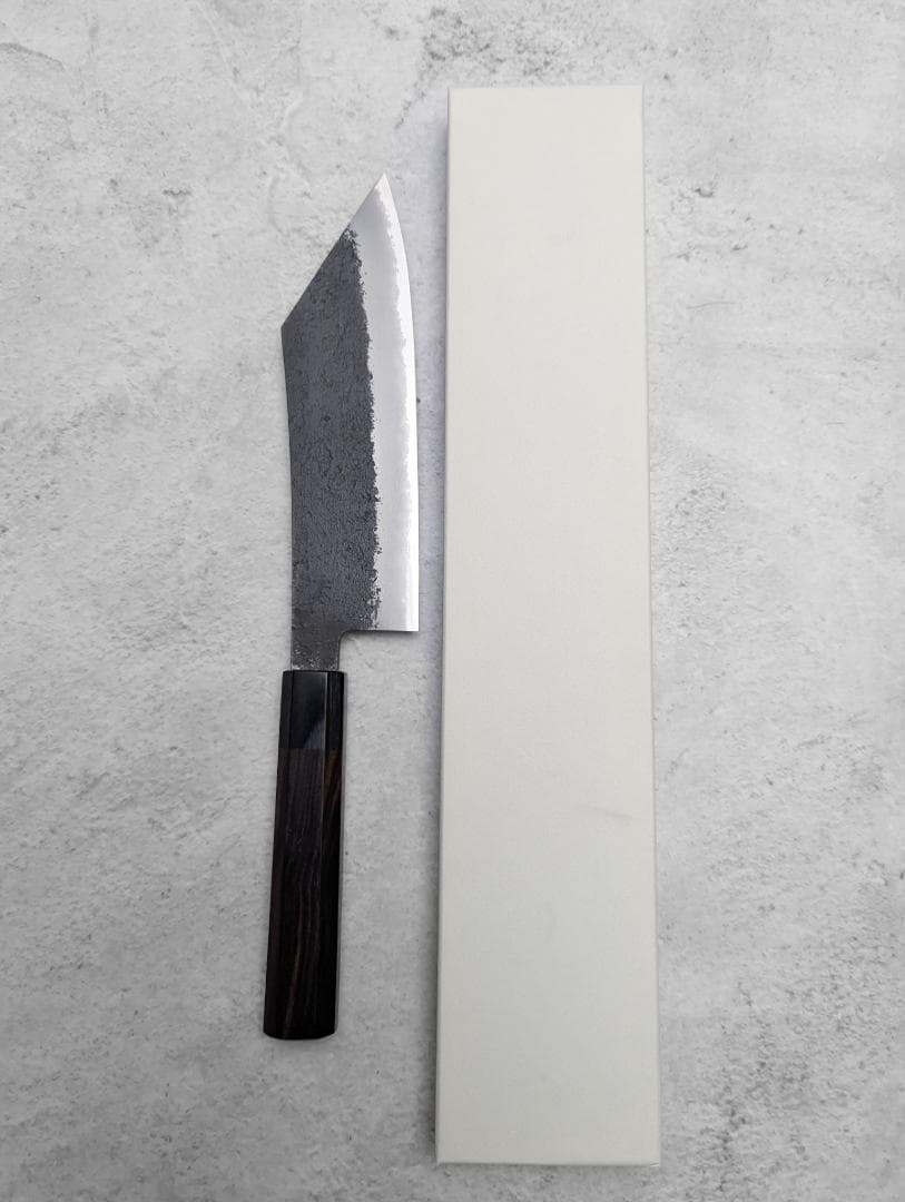 日野浦睦 Hinoura 黒打 梨地 青紙スーパー 博多包丁 180mm