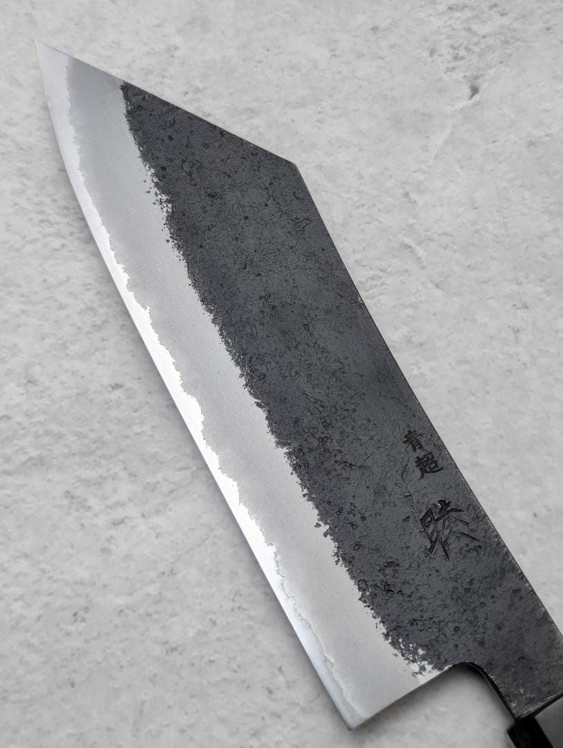 日野浦睦 Hinoura 黒打 梨地 青紙スーパー 博多包丁 180mm