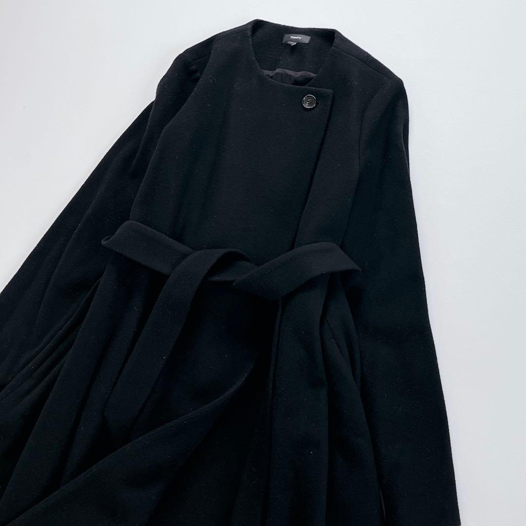 みんた 　美品✨Theory ノーカラーコート　ベルト　近年　ウール