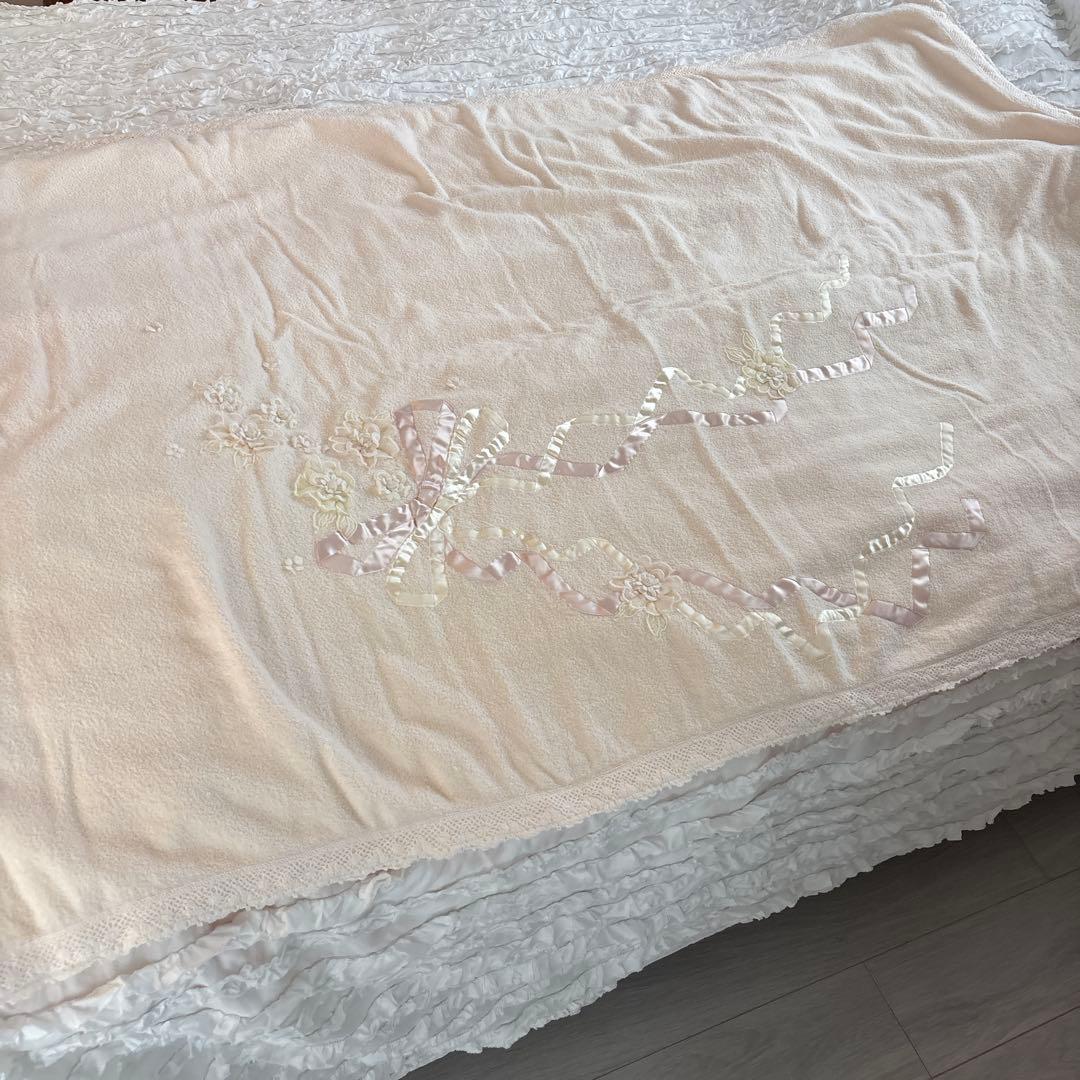 花柄リボンデザインブランケット