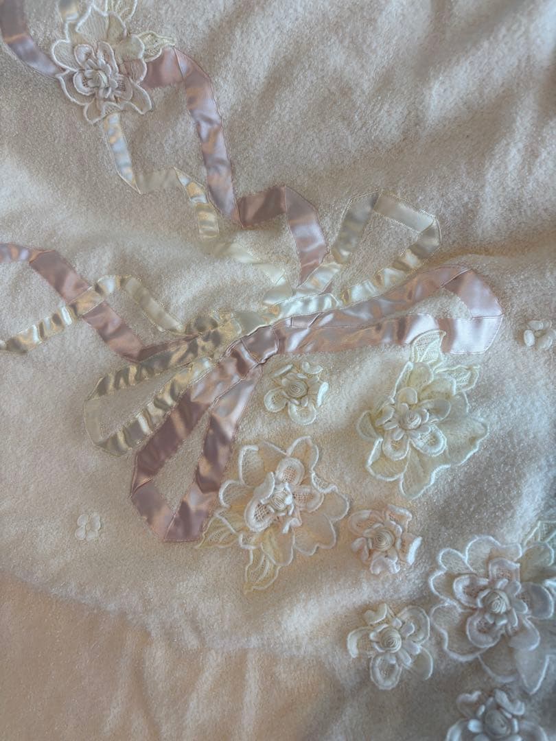 花柄リボンデザインブランケット