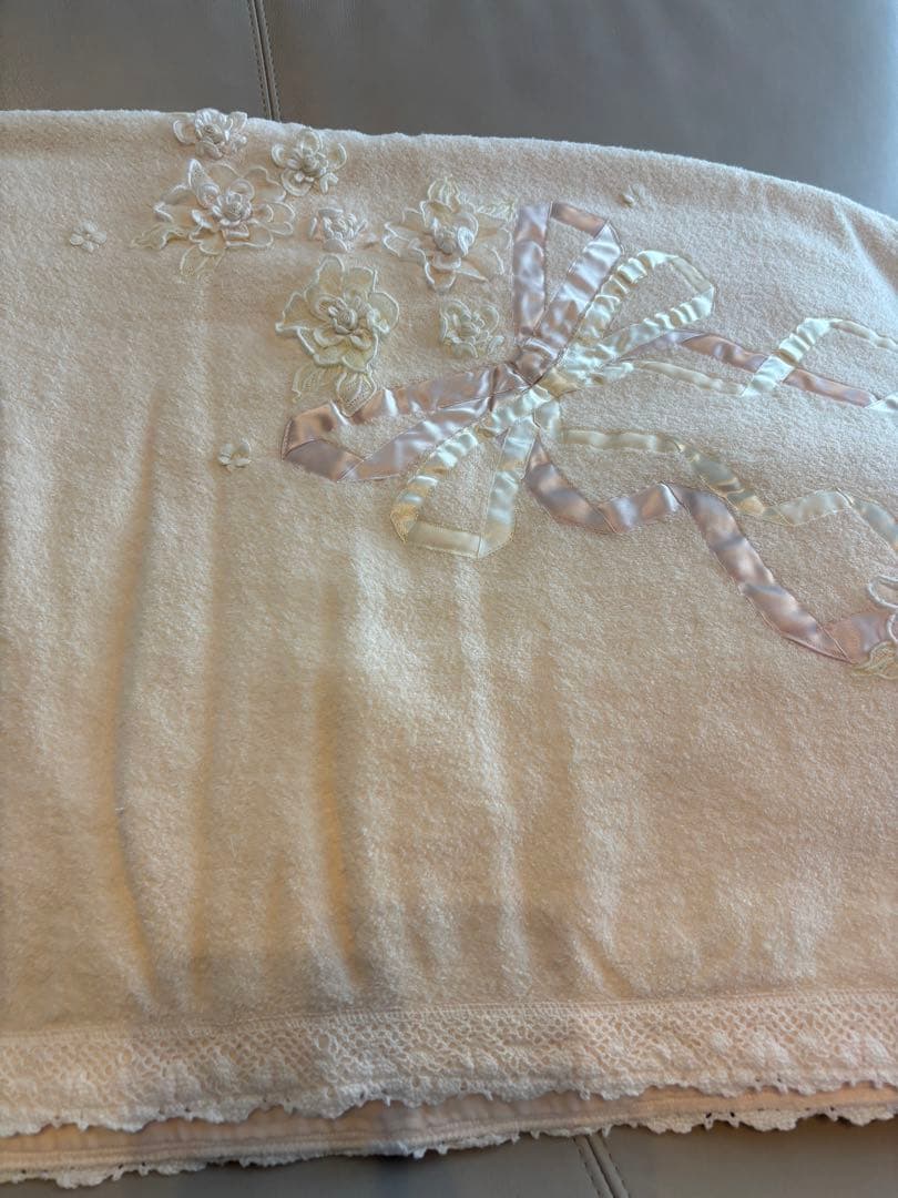 花柄リボンデザインブランケット