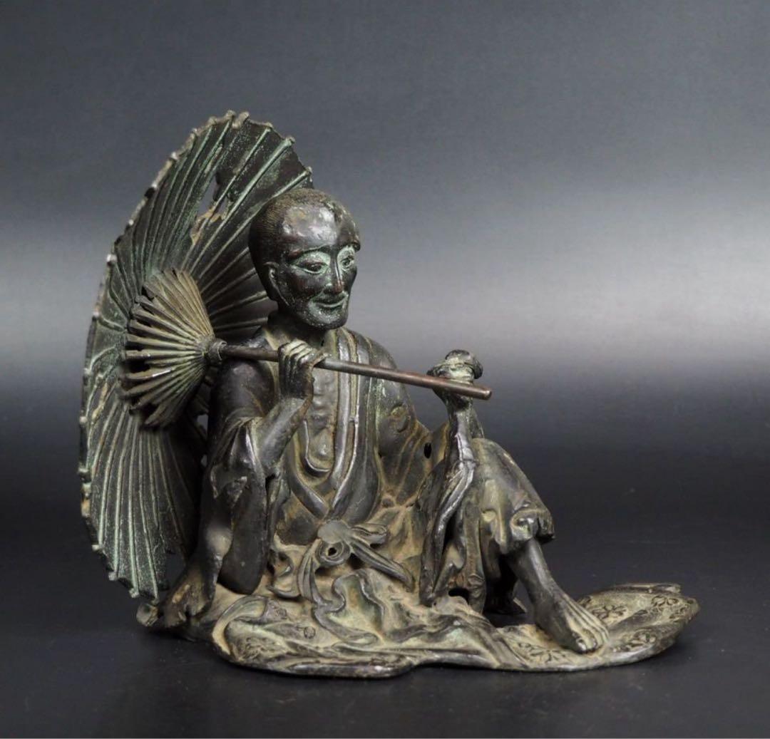 勝俣博　送料無料　時代物　良寛僧侶像　木箱付