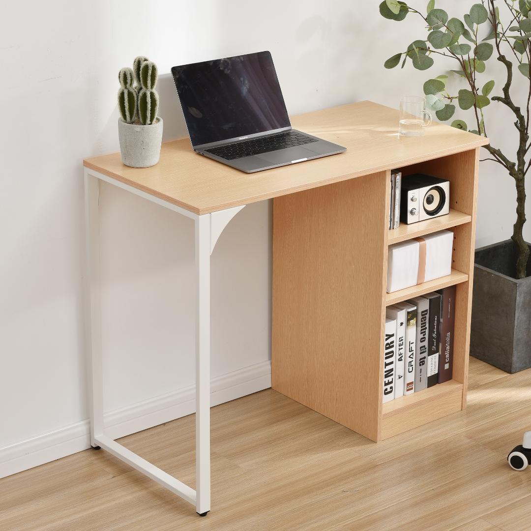 【2個セット】パソコンデスク3段シェルフ付 オフィスデスク簡易デスク学習机