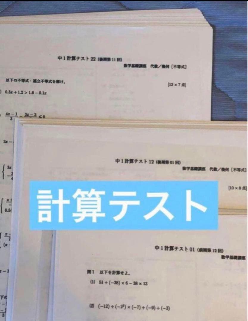 【フルセット　独学可】鉄緑会 中1 数学　基礎講座 通年セット　大容量プリント付