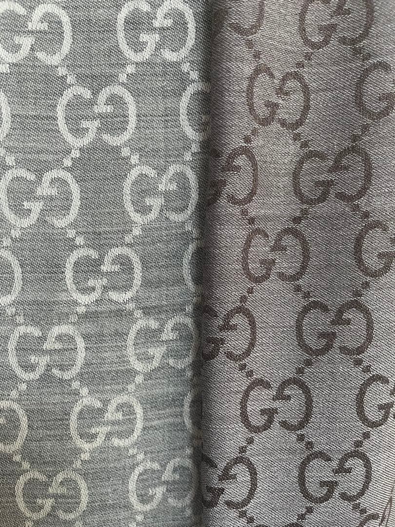 2点セット GUCCI 大判ストールマフラー GGロゴ グレー ブラウン