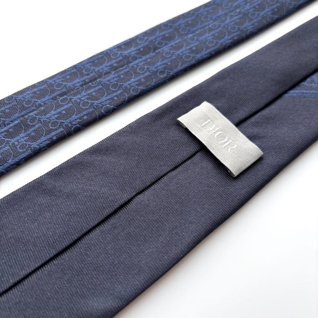 ꧁極美品꧂ ディオール ネクタイ ナロータイ オブリーク トロッター ネイビー