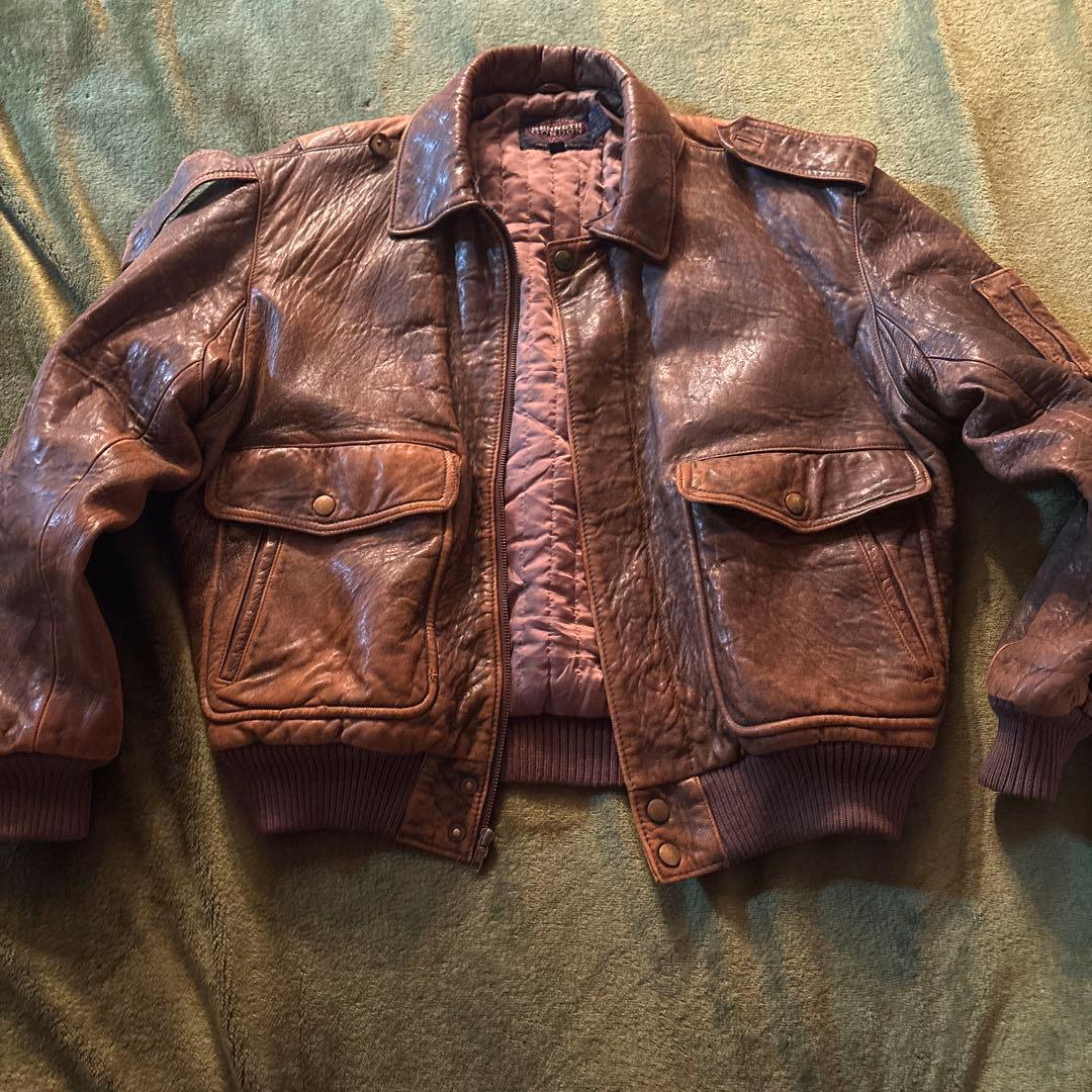 ☆値段交渉可能！！☆KENNEブラウン MA-1 フライトジャケットレザー90s