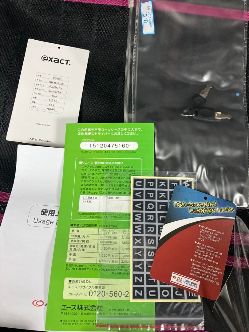 ACE エース EXACT スーツケース ガンメタリック 63L
