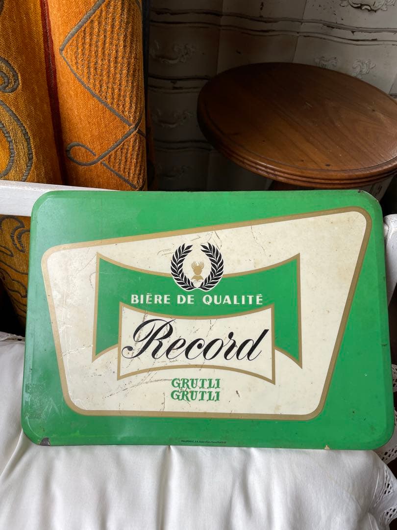 フランス　アンティーク　サイン　プレート　ビール　グリーン　パブ　バー　レア