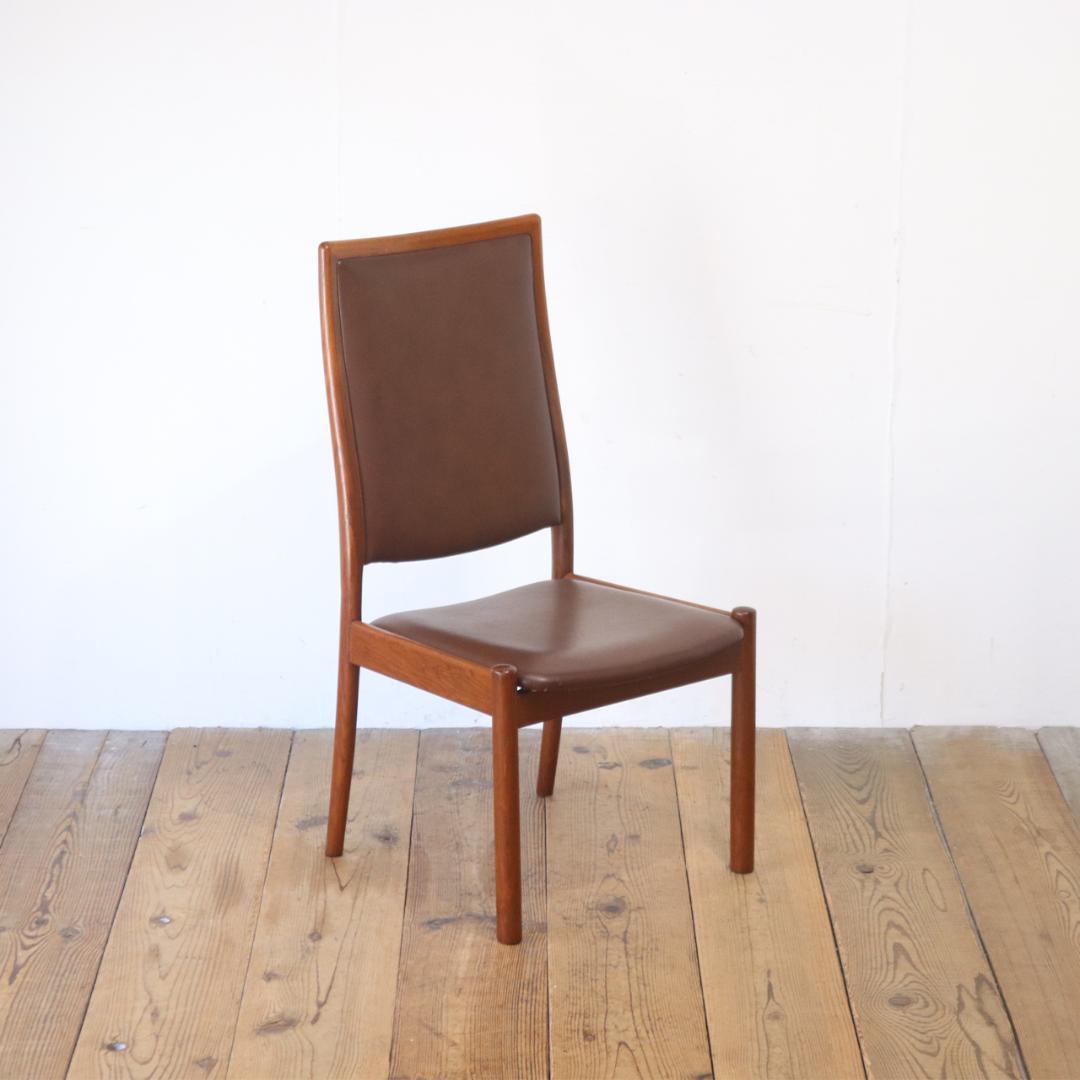 ヴィンテージ 山口木材工芸 チーク材 ダイニングチェア 椅子 低座 合皮 茶 1