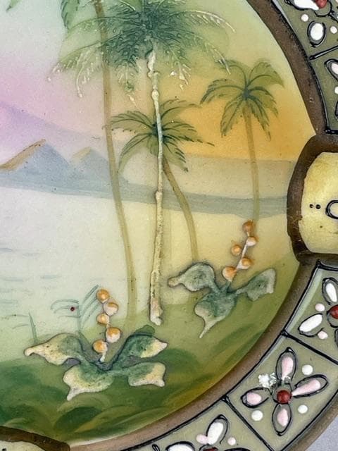 【美品・希少】オールドノリタケ 盛り上げ風景紋灰皿 盛上げ アールヌーボー