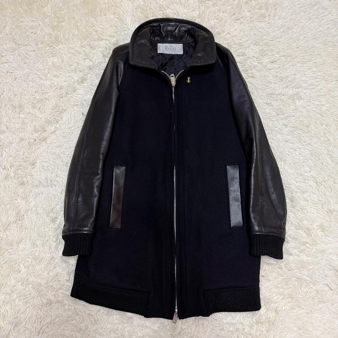 【定価8万】THE RERACS リラクス 日本製 レザー切替 ロングブルゾン