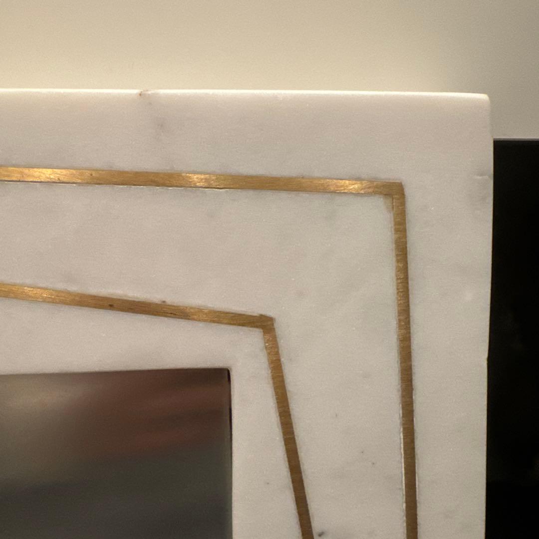 本物の大理石 壁掛け鏡 ゴールドライン入り