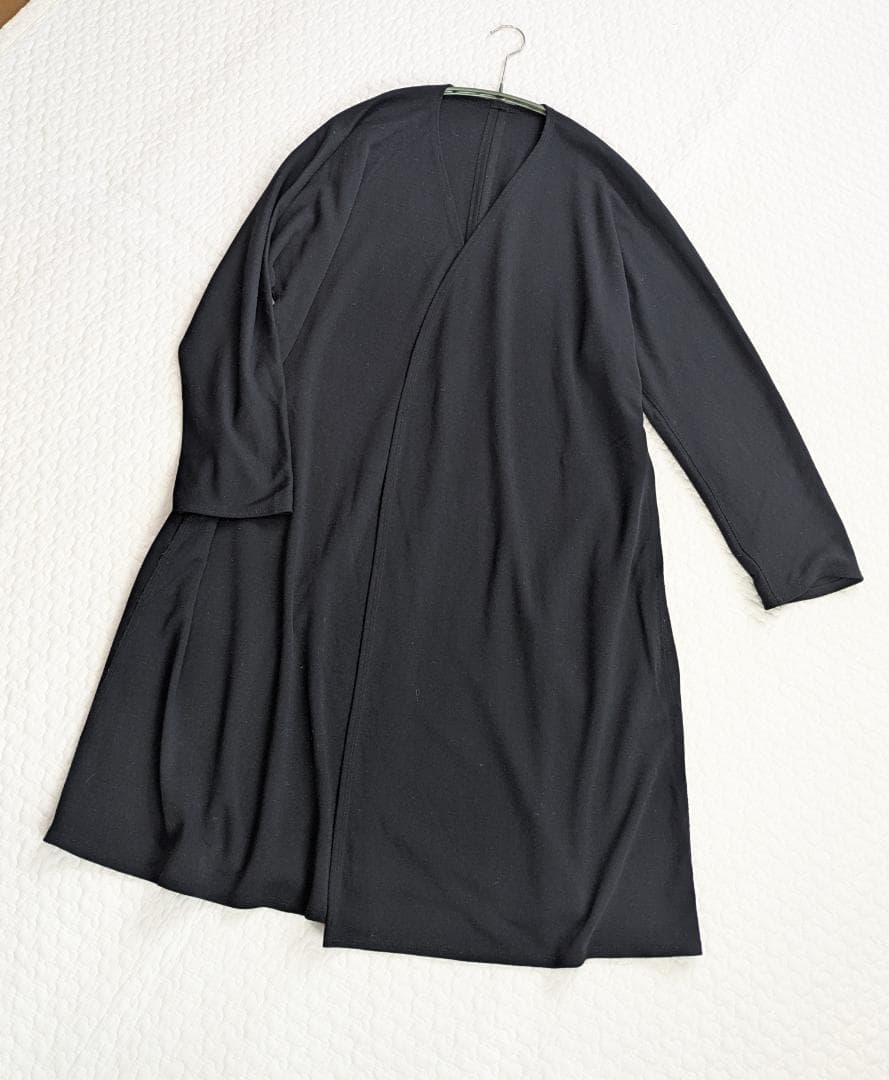 ヨーガンレール☆シルクウールスムース☆ゆったりロング羽織JK☆漆黒☆美品です
