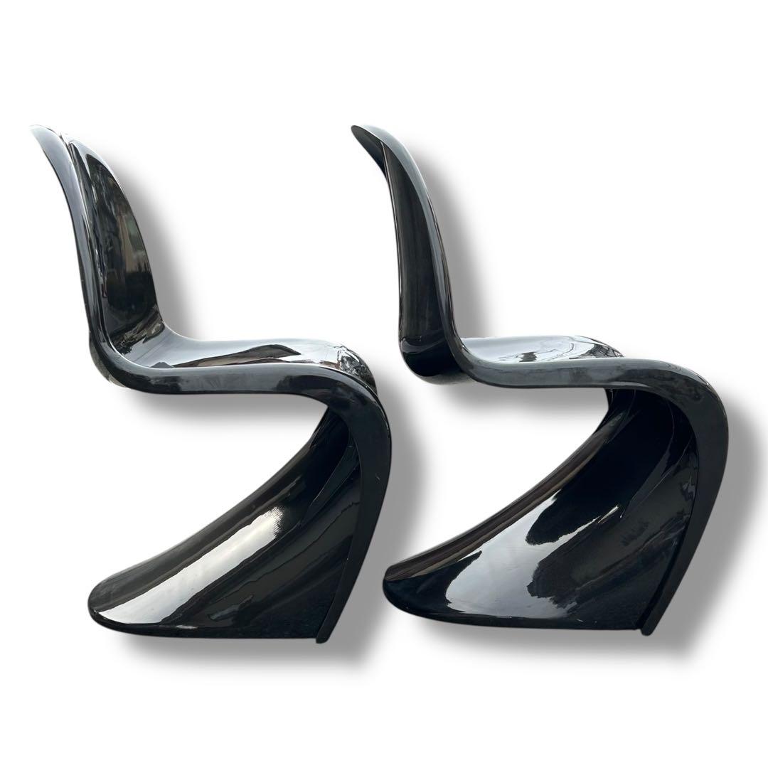 【2脚セット】パントンチェア リプロダクト ブラック 北欧 椅子 ヴィンテージ