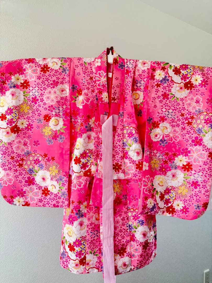 七五三 着物セット フルセット 白 ピンク 花柄 女の子 3歳 7点セット