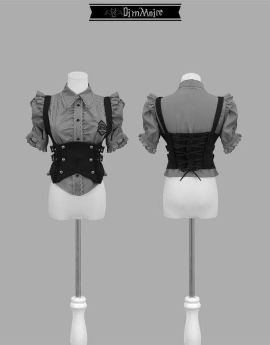 DimMoire 学園ブラウス+ジレset 【Gray&Black】L