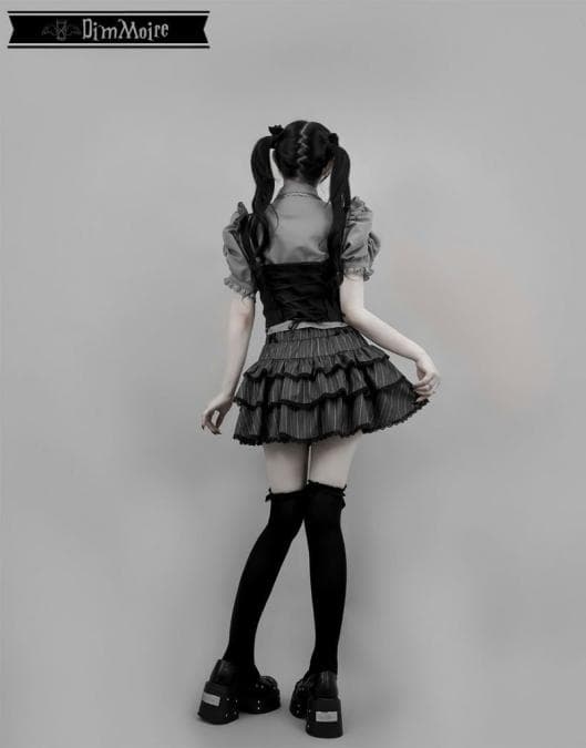 DimMoire 学園ブラウス+ジレset 【Gray&Black】L