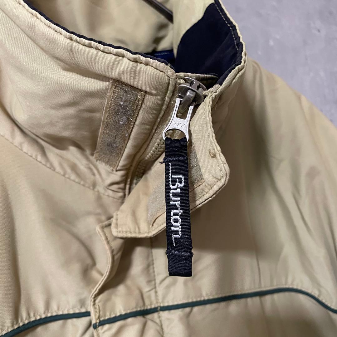Burtonバートンスキーウェアスノーボードジャケットブルゾンベージュ刺繍ロゴ