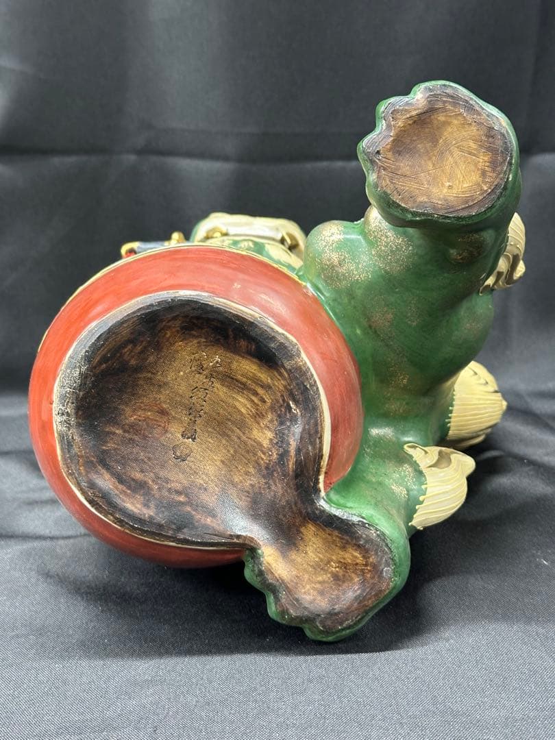 【保管品】九谷焼　九谷　須栄義　獅子　玉乗り獅子　縁起物　置物　飾り物